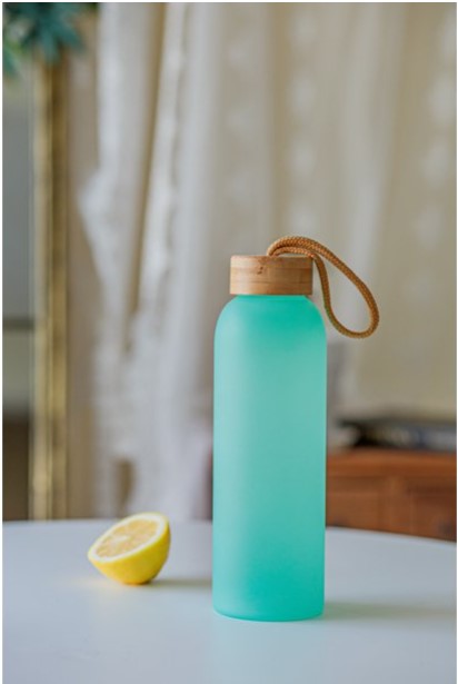 Custom Bamboo Lid 25 Oz Frosted Glass Bottle