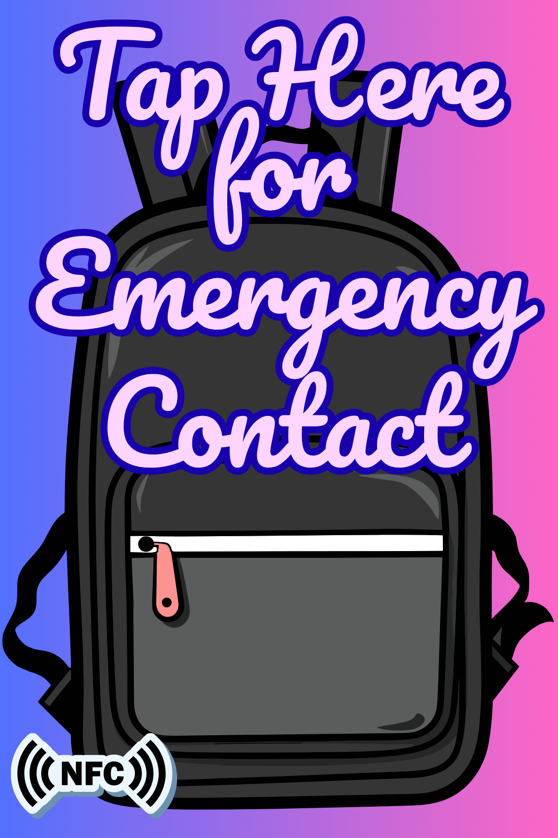 NFC Emergency Contact Keychain for Kids – Custom Name & Medical Info