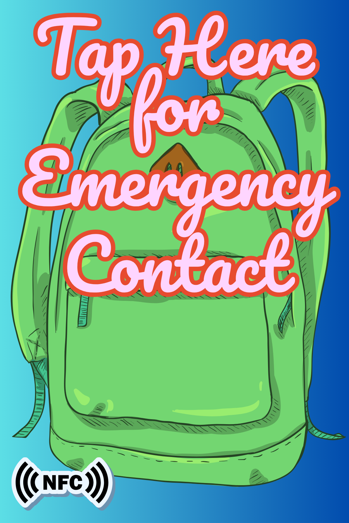 NFC Emergency Contact Keychain for Kids – Custom Name & Medical Info
