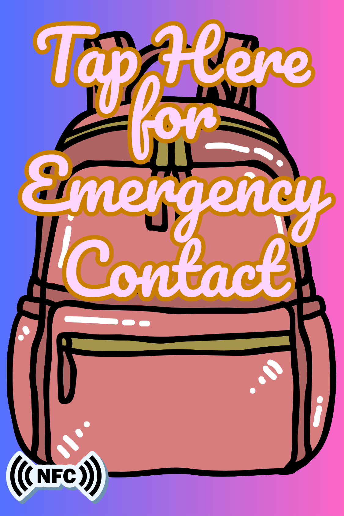 NFC Emergency Contact Keychain for Kids – Custom Name & Medical Info