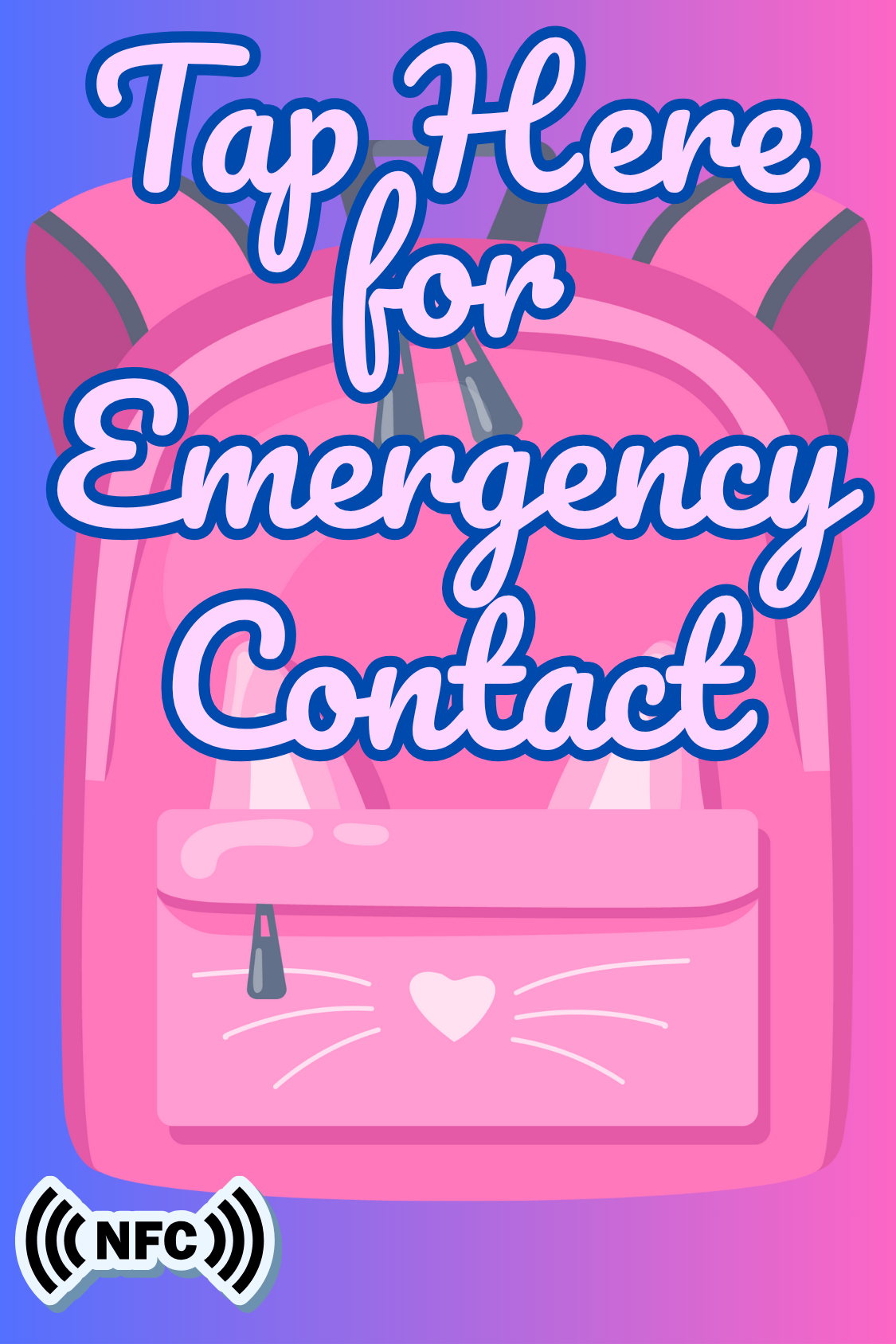 NFC Emergency Contact Keychain for Kids – Custom Name & Medical Info