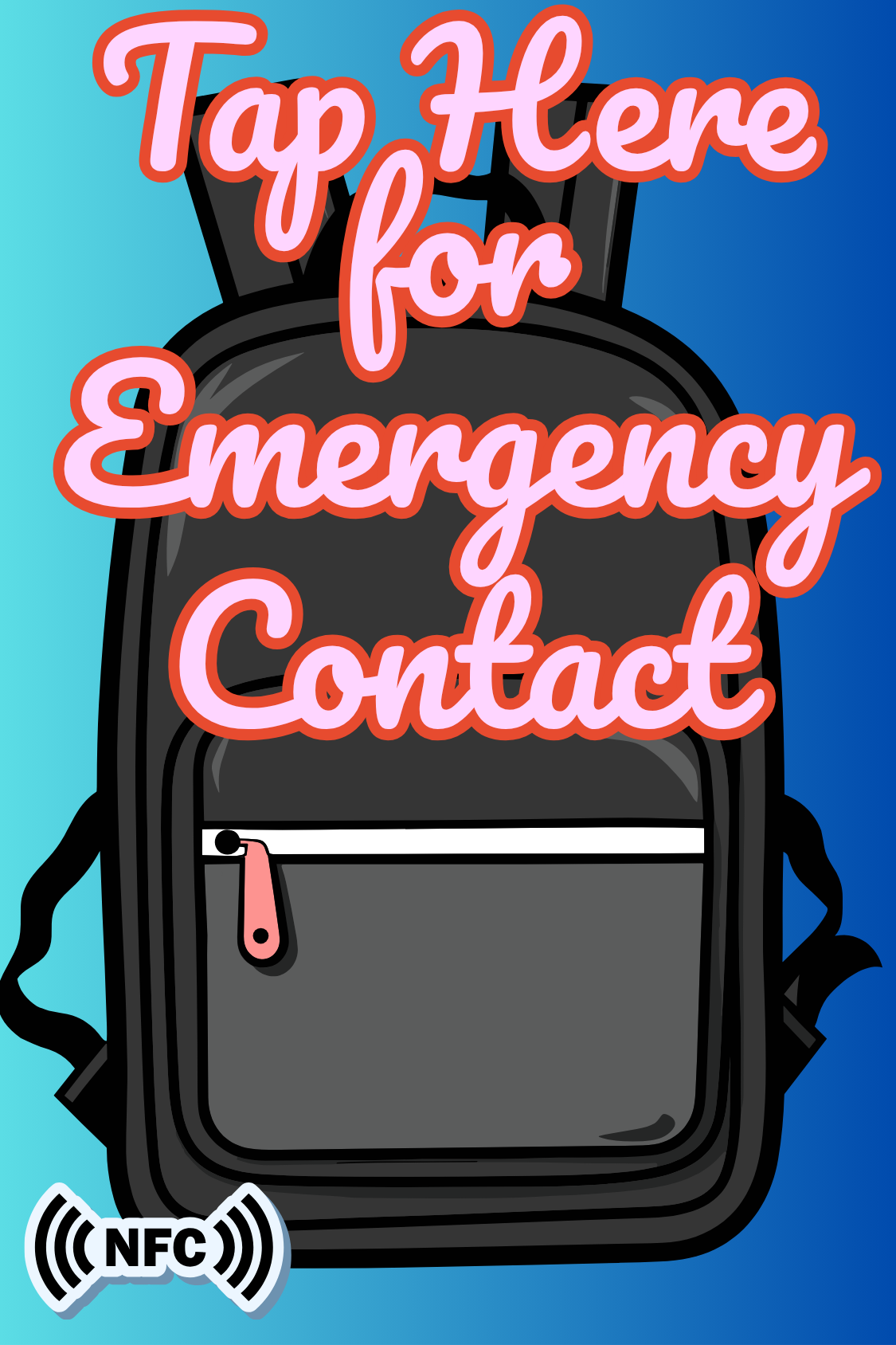 NFC Emergency Contact Keychain for Kids – Custom Name & Medical Info