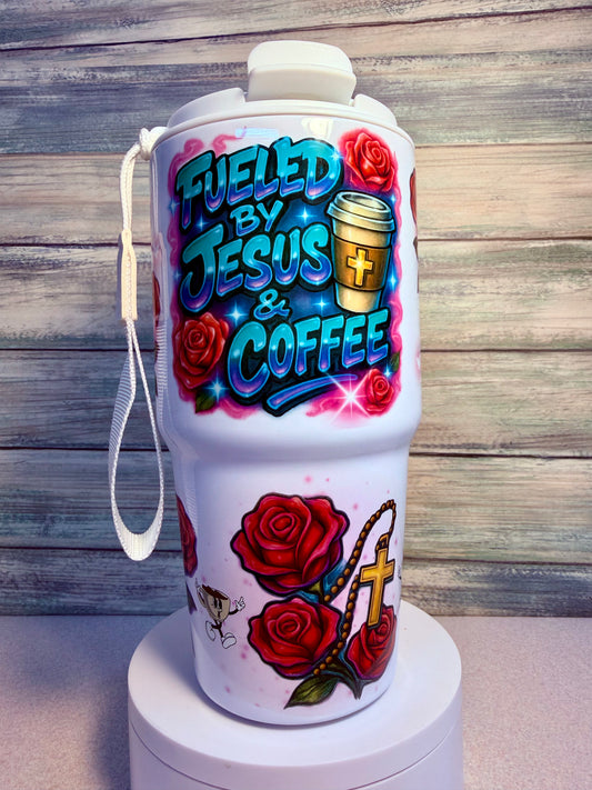Fueled by Jesus & Coffee – 20oz Stainless Steel Tumbler