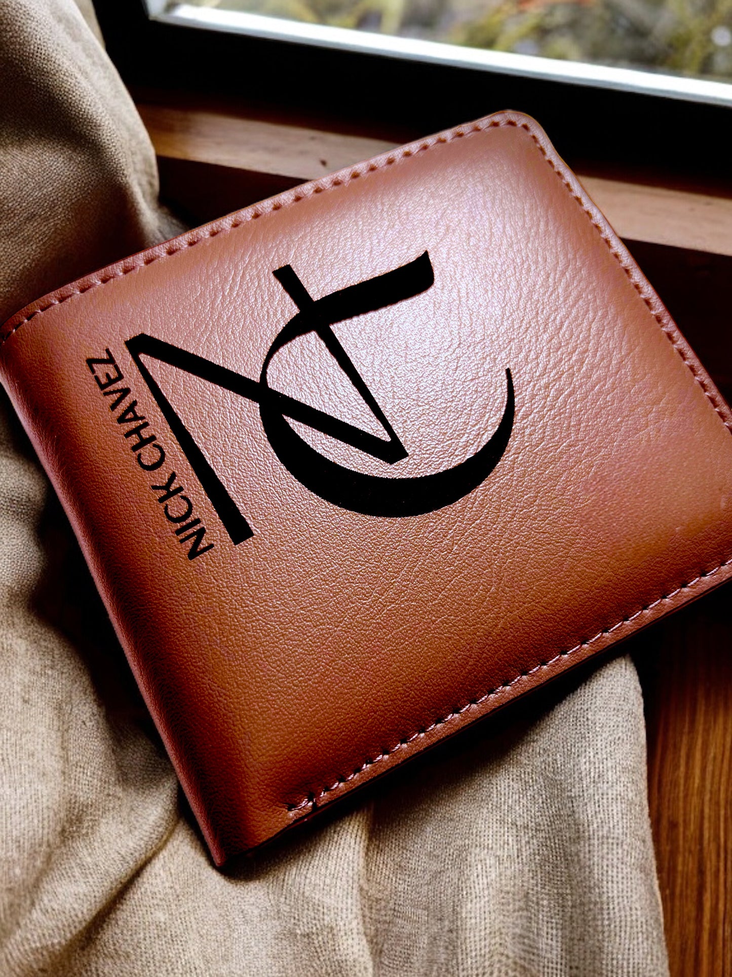 Custom Laser Engraved Wallet - Personalized PU Leather Billfold